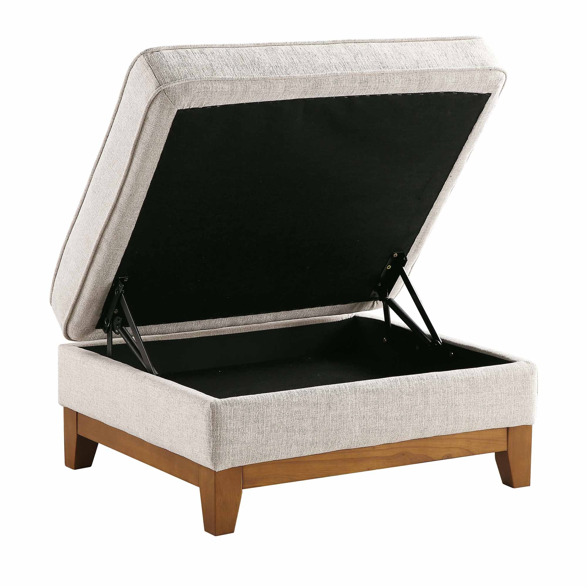 Dipley Oatmeal Fabric Storage Footstool