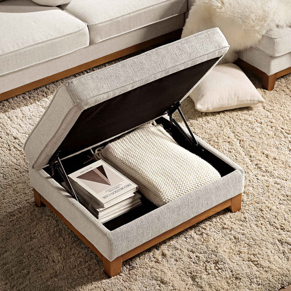 Dipley Oatmeal Fabric Storage Footstool