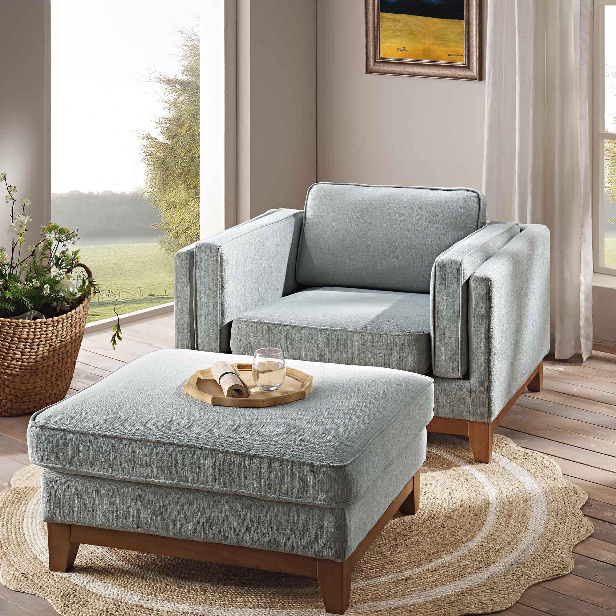 Dipley Sage Fabric Sofa, 1-Seater