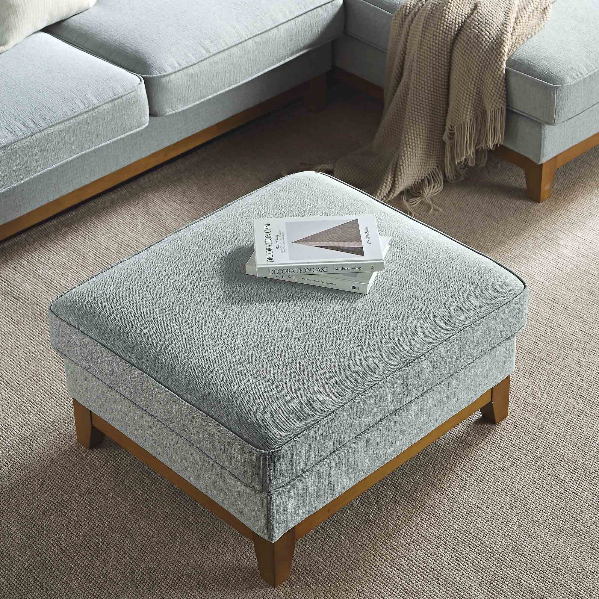 Dipley Sage Woven Fabric Storage Footstool