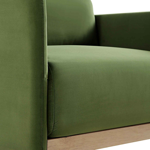 Timber Fern Green Velvet Armchair