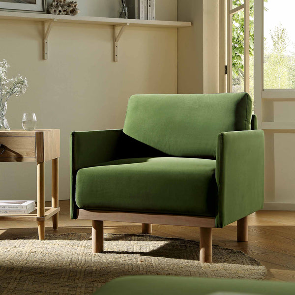 Timber Fern Green Velvet Armchair