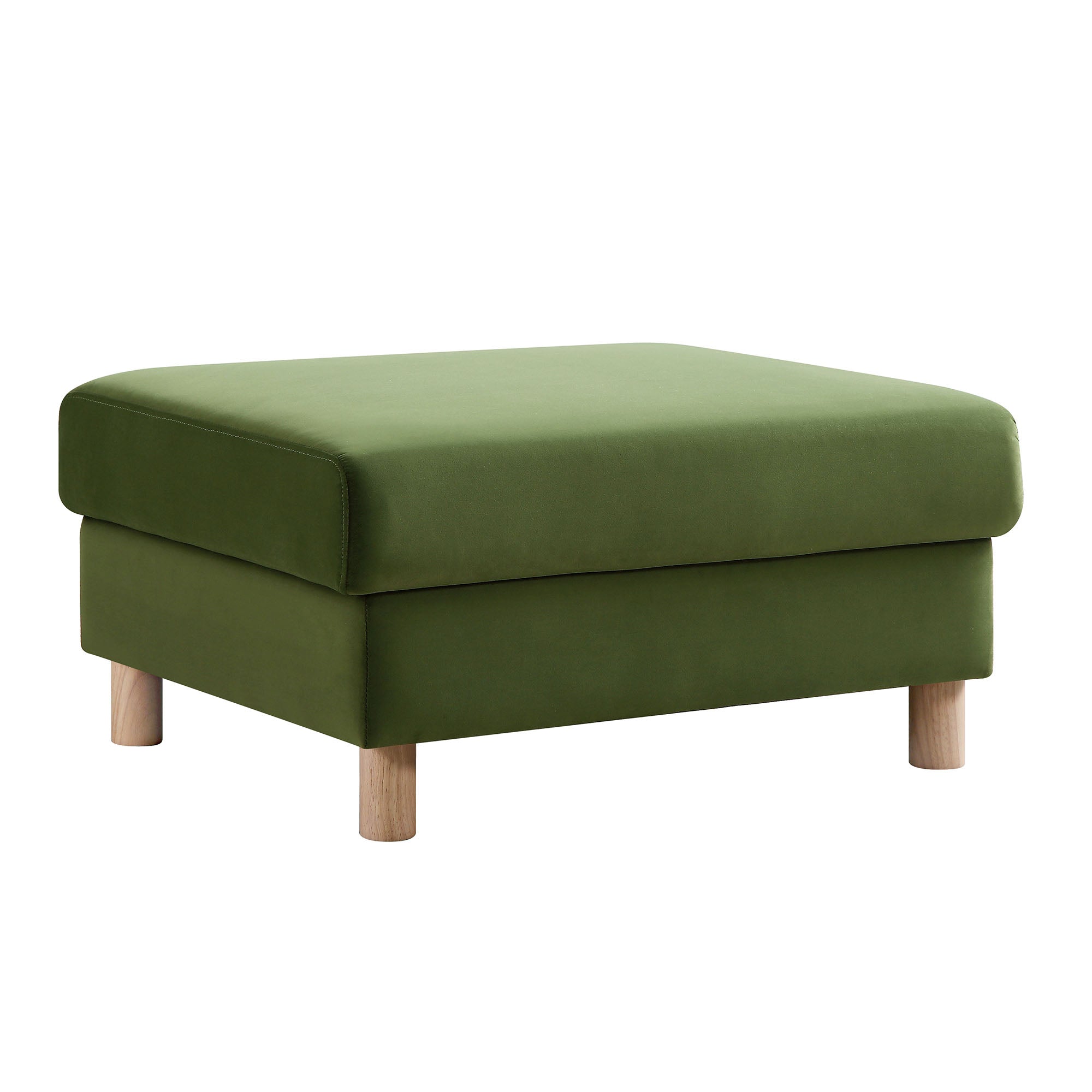 Timber Fern Green Velvet Storage Ottoman