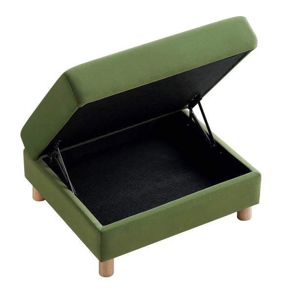 Timber Fern Green Velvet Storage Ottoman