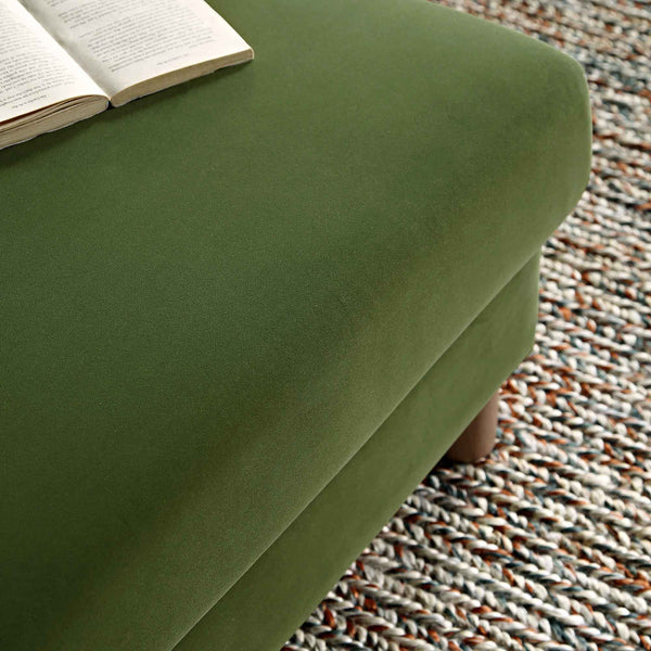 Timber Fern Green Velvet Storage Ottoman