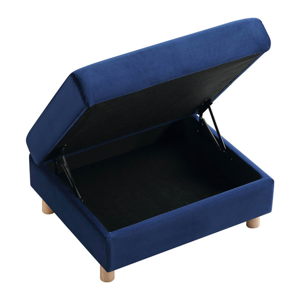 Timber Navy Blue Velvet Storage Ottoman