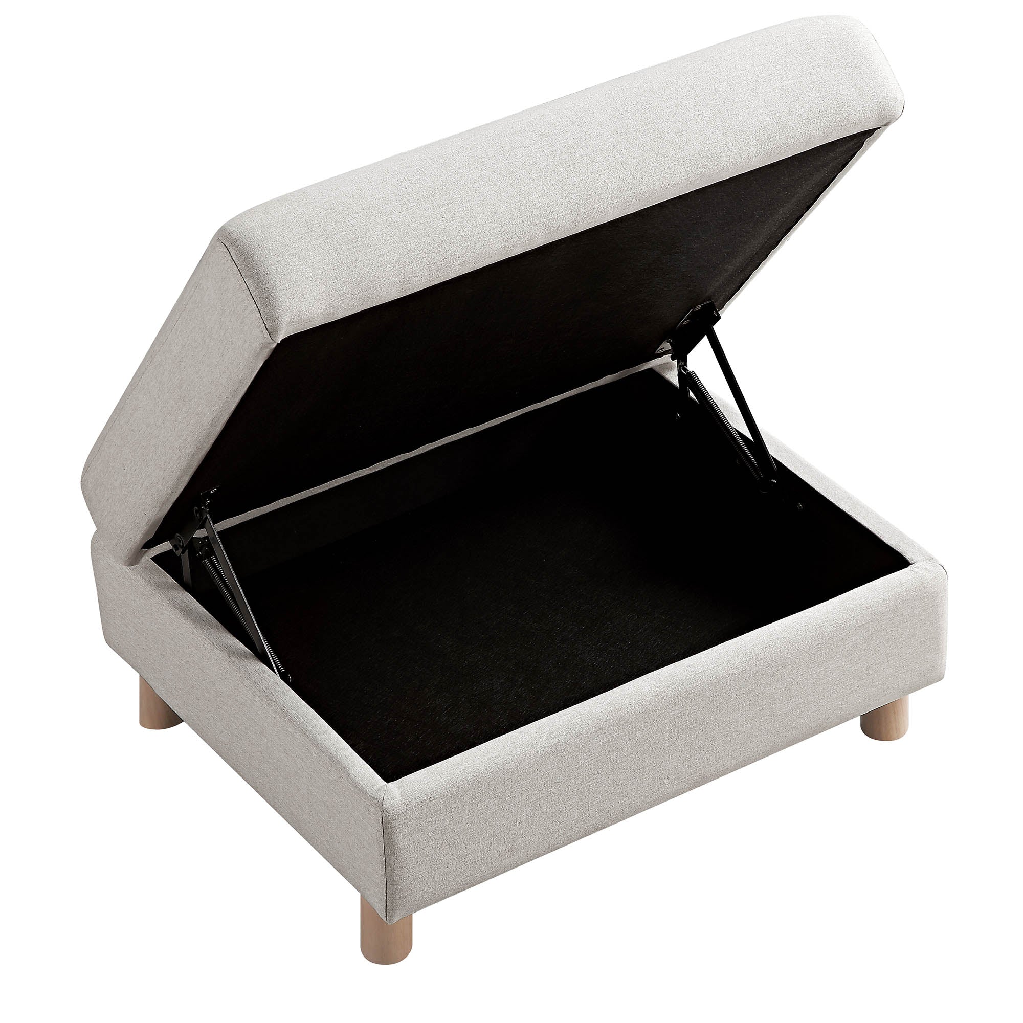 Timber Oatmeal Fabric Storage Ottoman