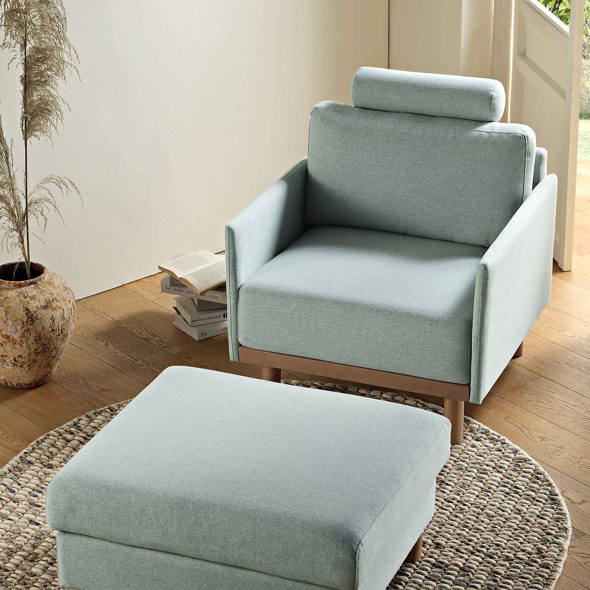 Timber Sage Green Fabric Armchair