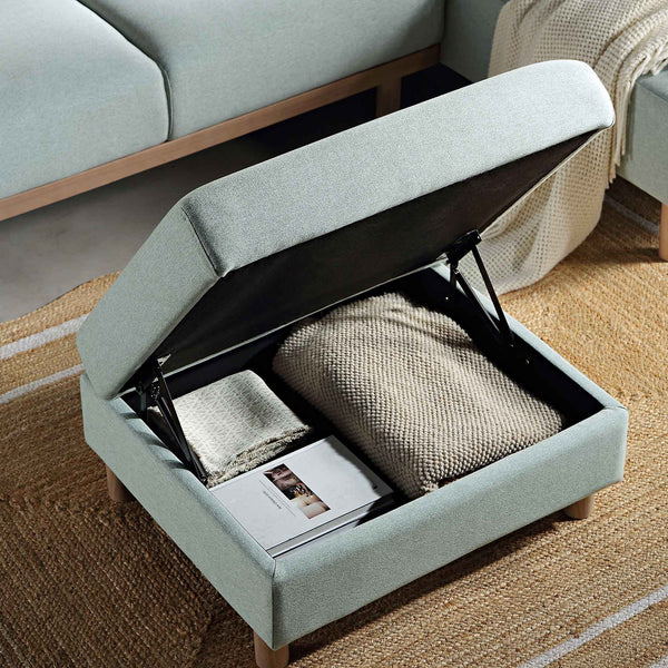 Timber Sage Green Fabric Storage Ottoman