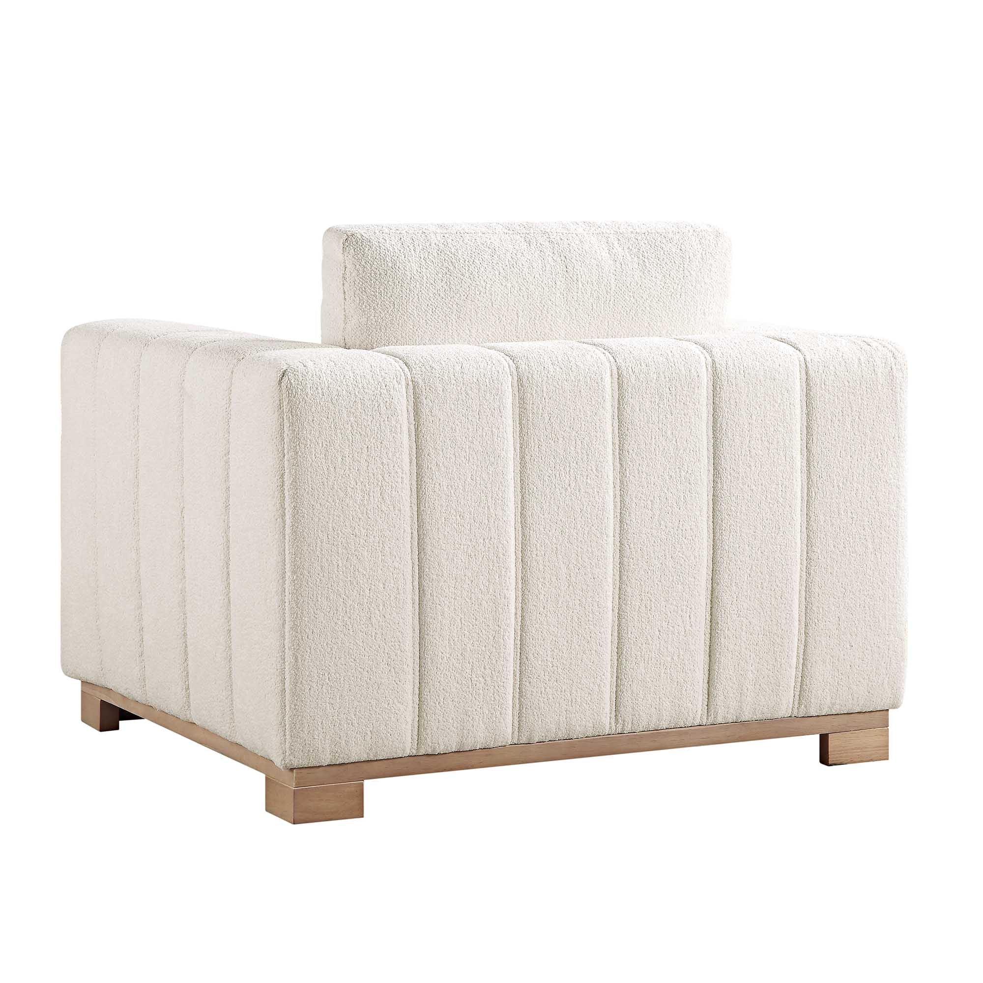 Belsize Beige Boucle Sofa with Wooden Base, 1-Seater