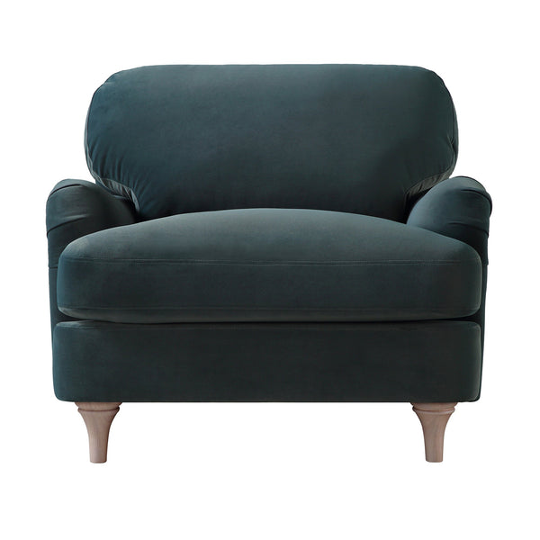 Daphnis Aegean Blue Velvet Sofa, 1-Seater