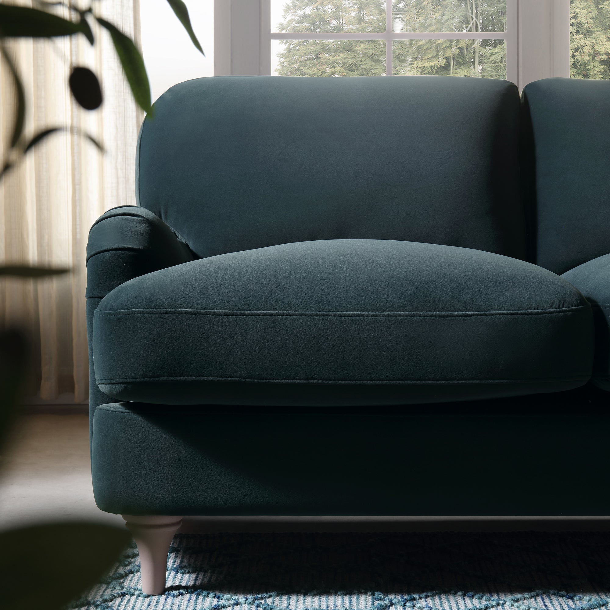 Daphnis Aegean Blue Velvet Sofa, 2-Seater