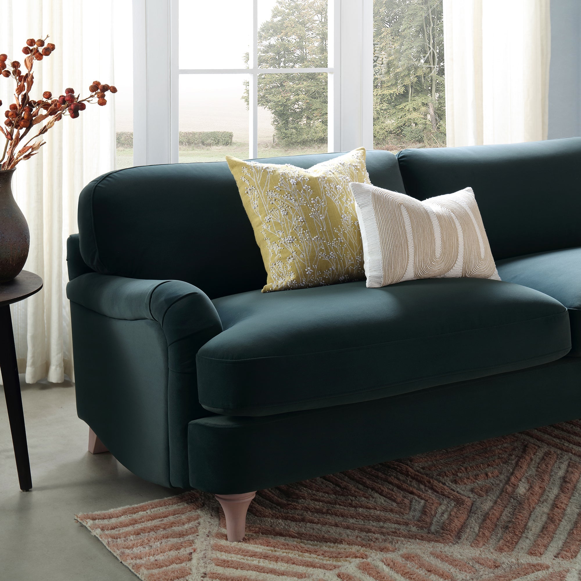 Daphnis Aegean Blue Velvet Sofa, 3-Seater