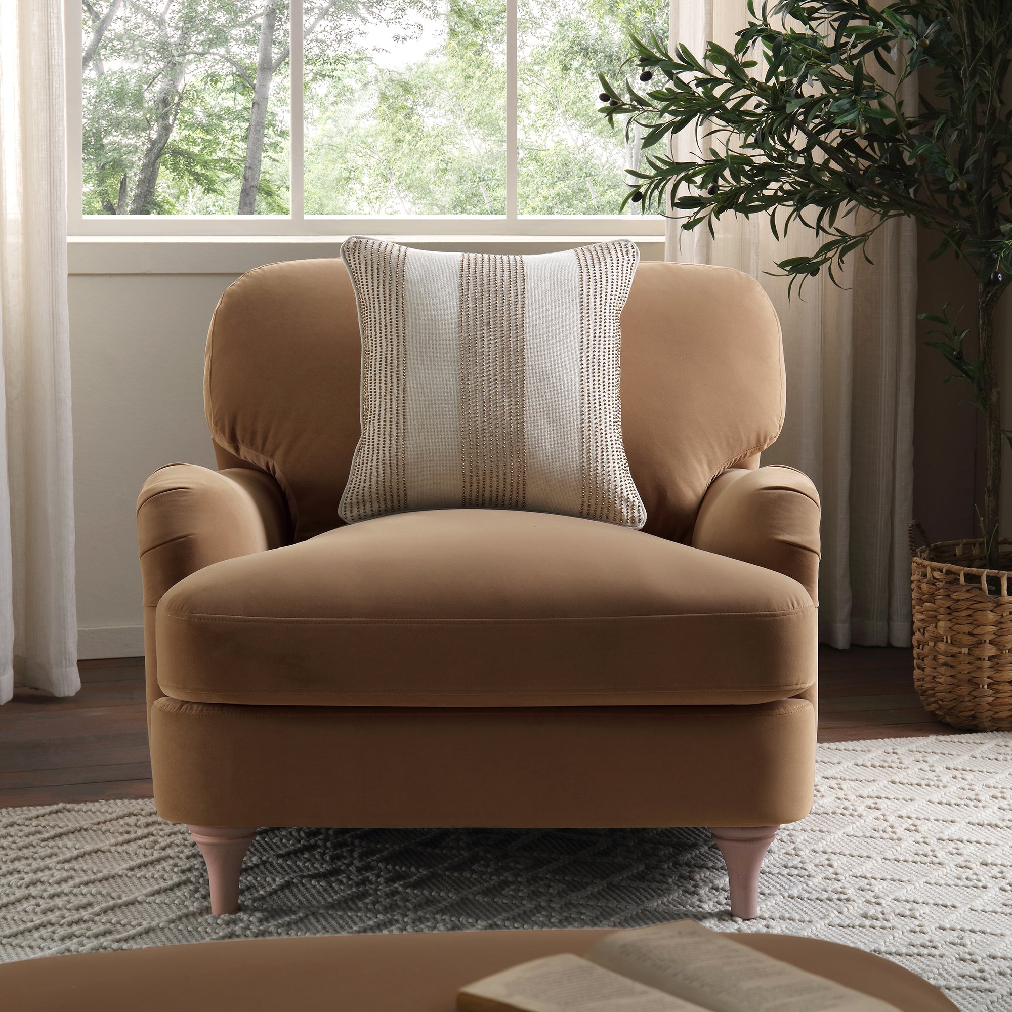 Daphnis Camel Velvet Sofa, 1-Seater