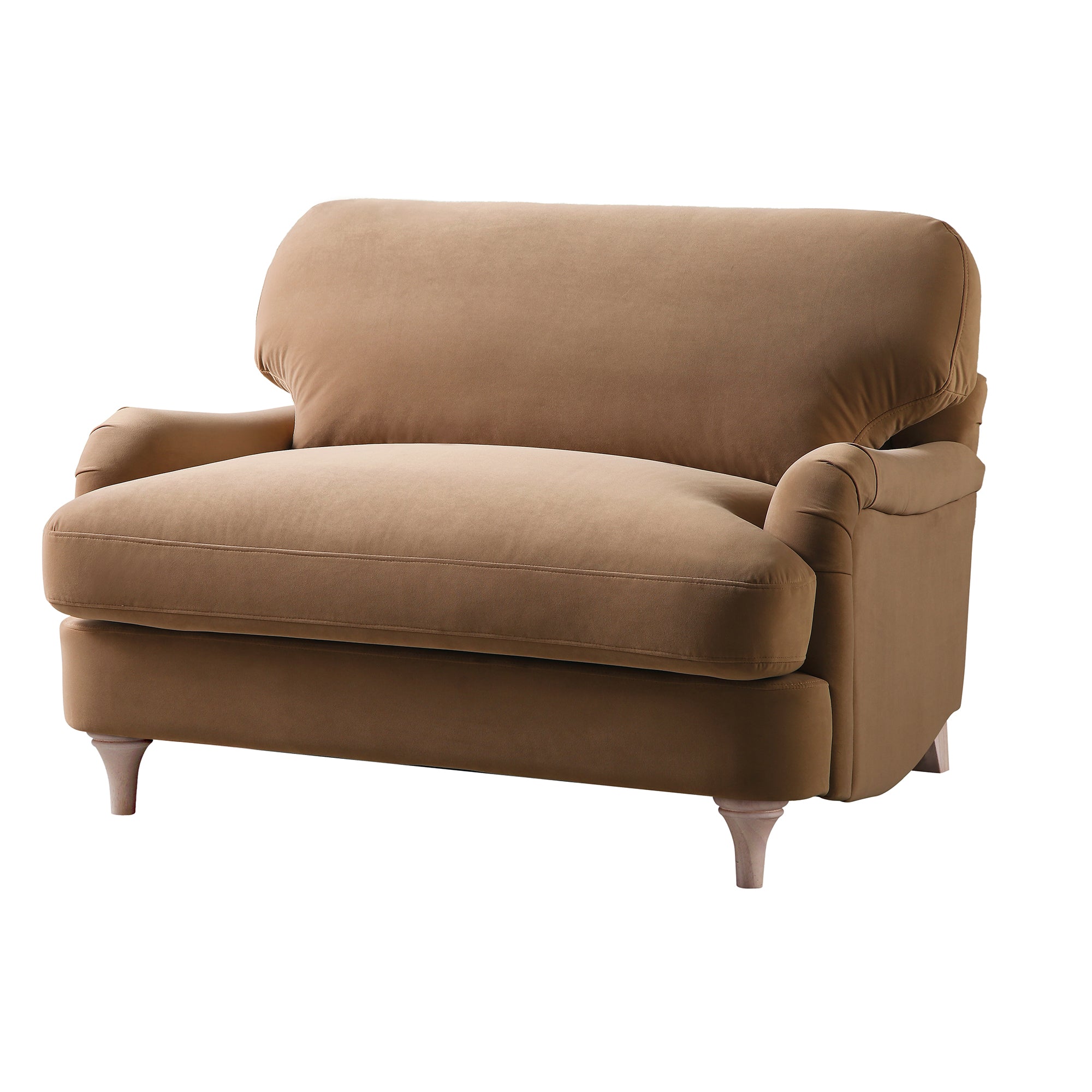 Daphnis Camel Velvet Sofa, Loveseat