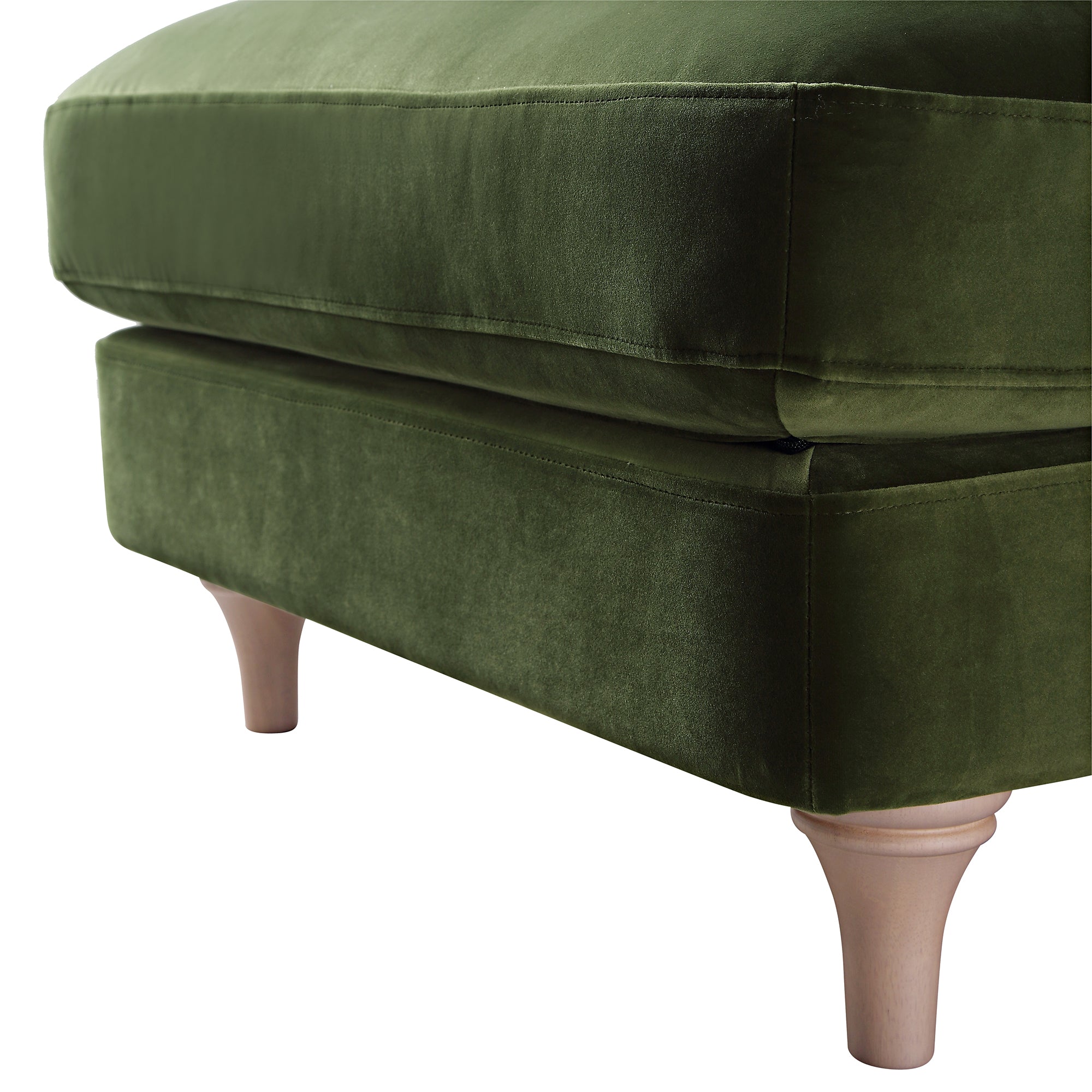 Daphnis Fern Green Velvet Sofa, Footstool