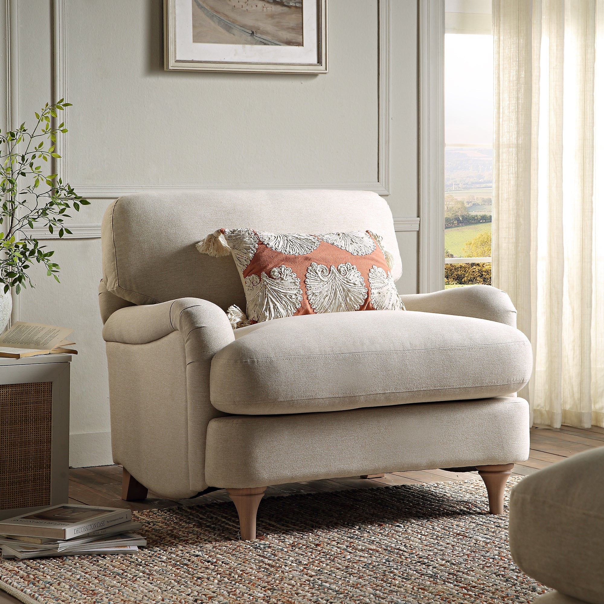 Daphnis Oatmeal Fabric Sofa, 1-Seater