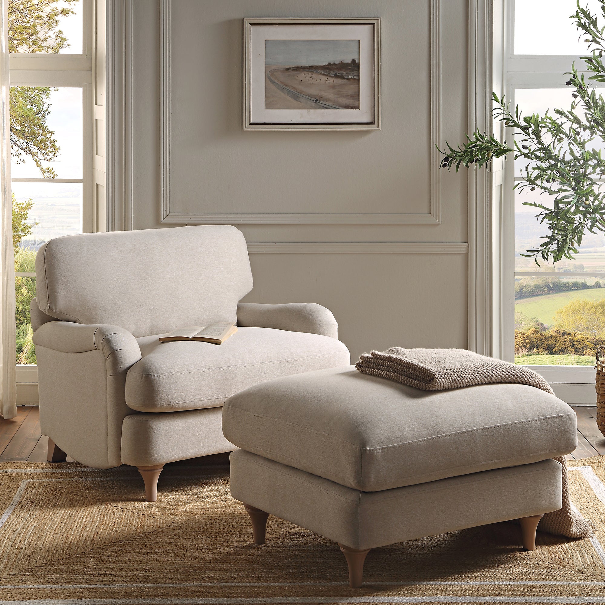 Daphnis Oatmeal Fabric Sofa, 1-Seater