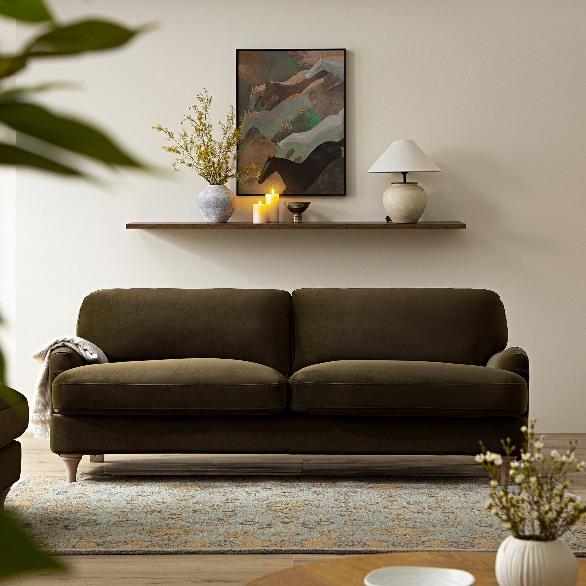 Daphnis Seaweed Velvet Sofa, 3-Seater