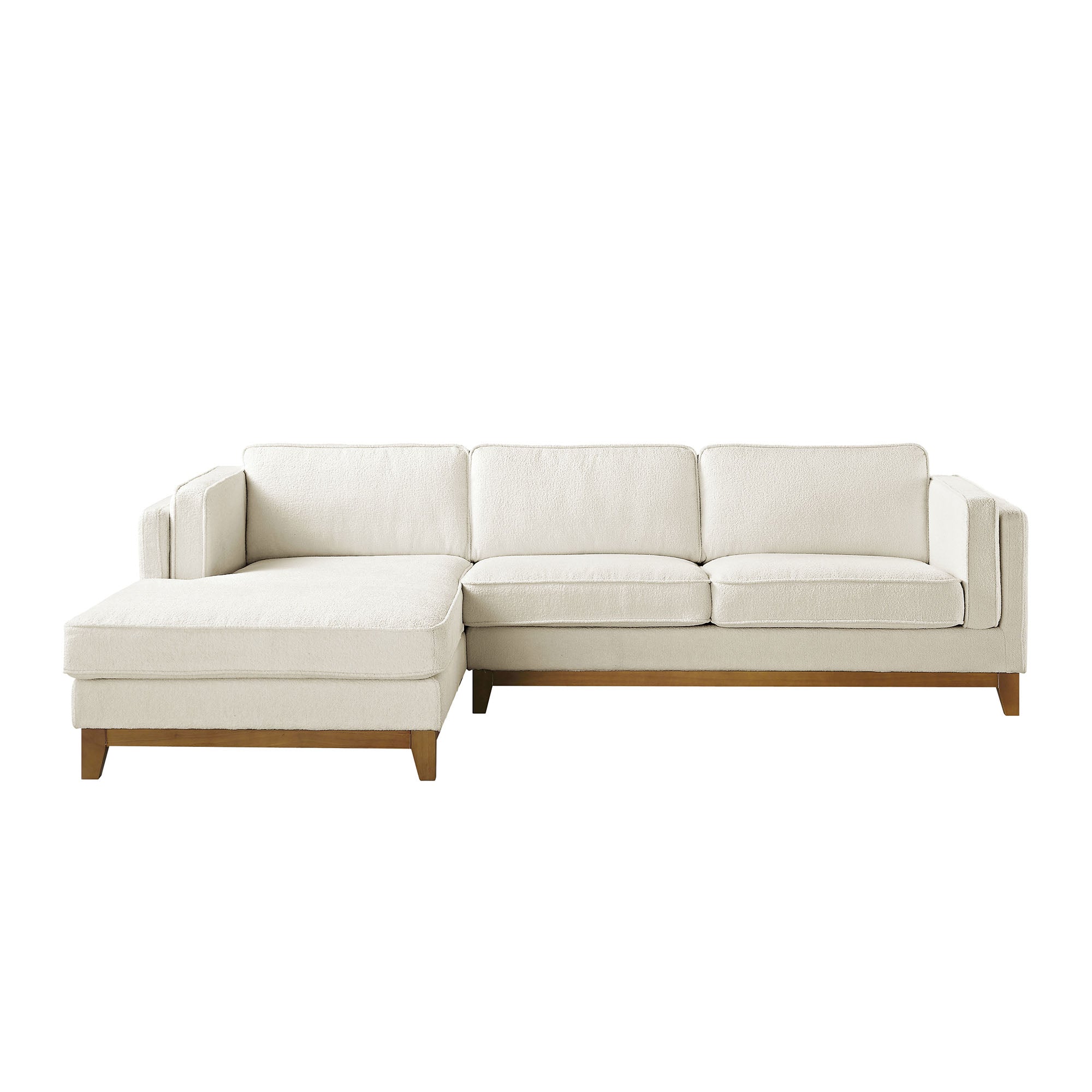 Dipley Beige Boucle Fabric Sofa, Grande Chaise Sofa Left Hand