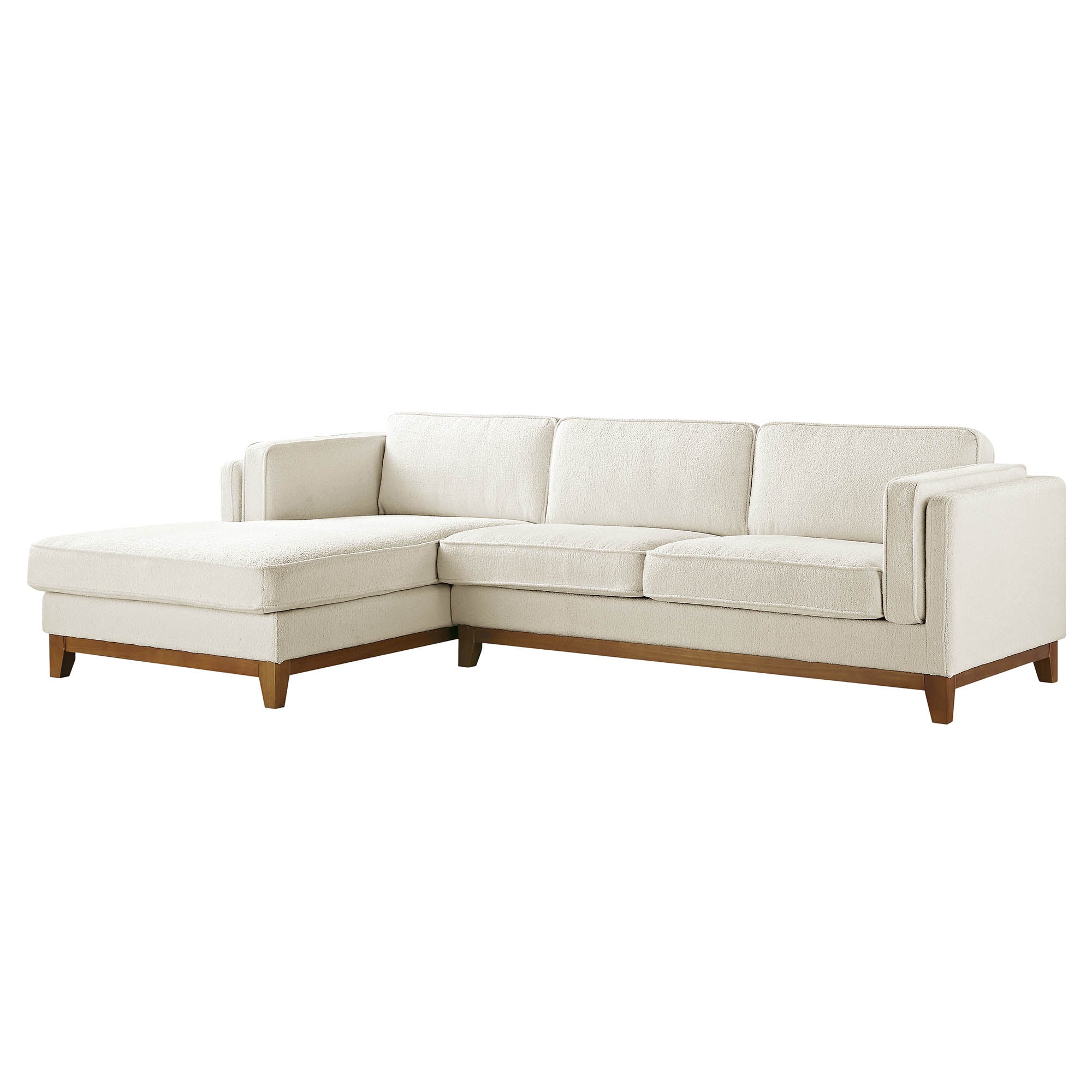 Dipley Beige Boucle Fabric Sofa, Grande Chaise Sofa Left Hand Facing