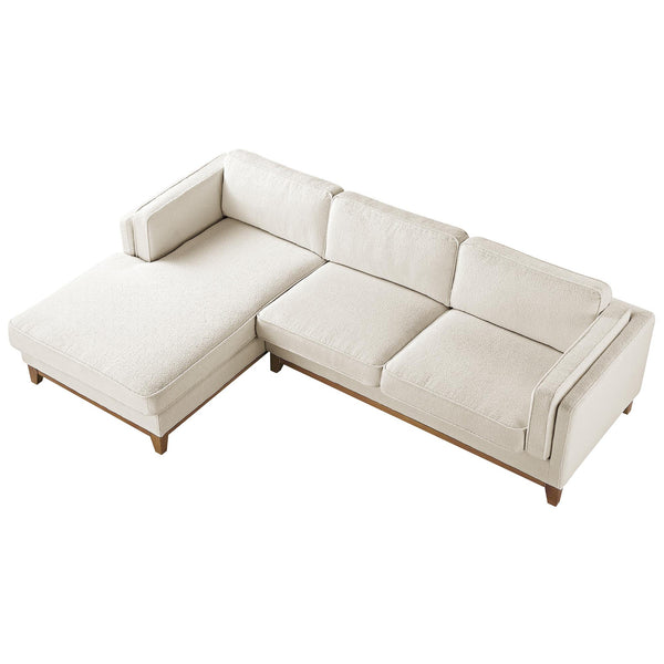 Dipley Beige Boucle Fabric Sofa, Grande Chaise Sofa Left Hand