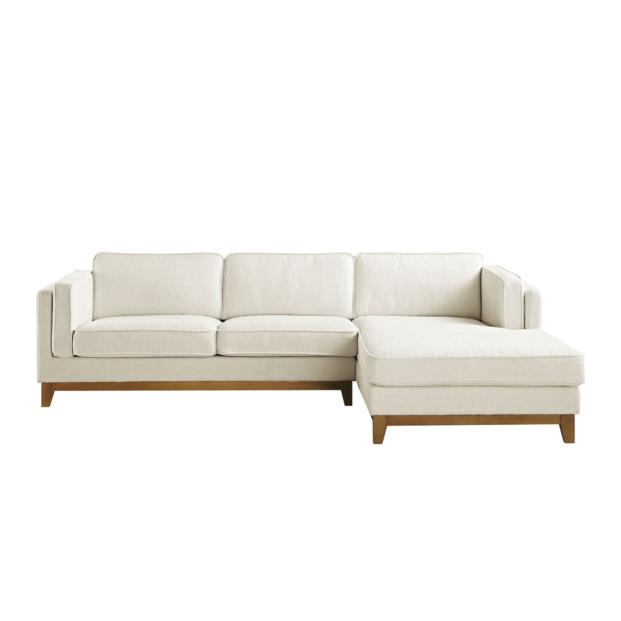 Dipley Beige Boucle Fabric Sofa, Grande Chaise Sofa Right Hand