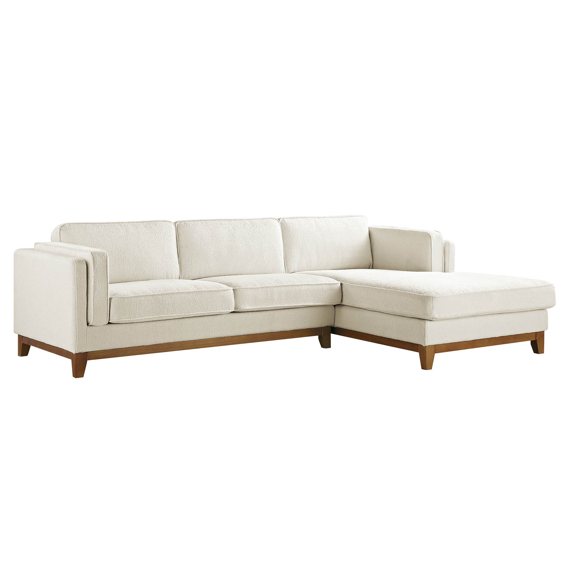 Dipley Beige Boucle Fabric Sofa, Grande Chaise Sofa Right Hand