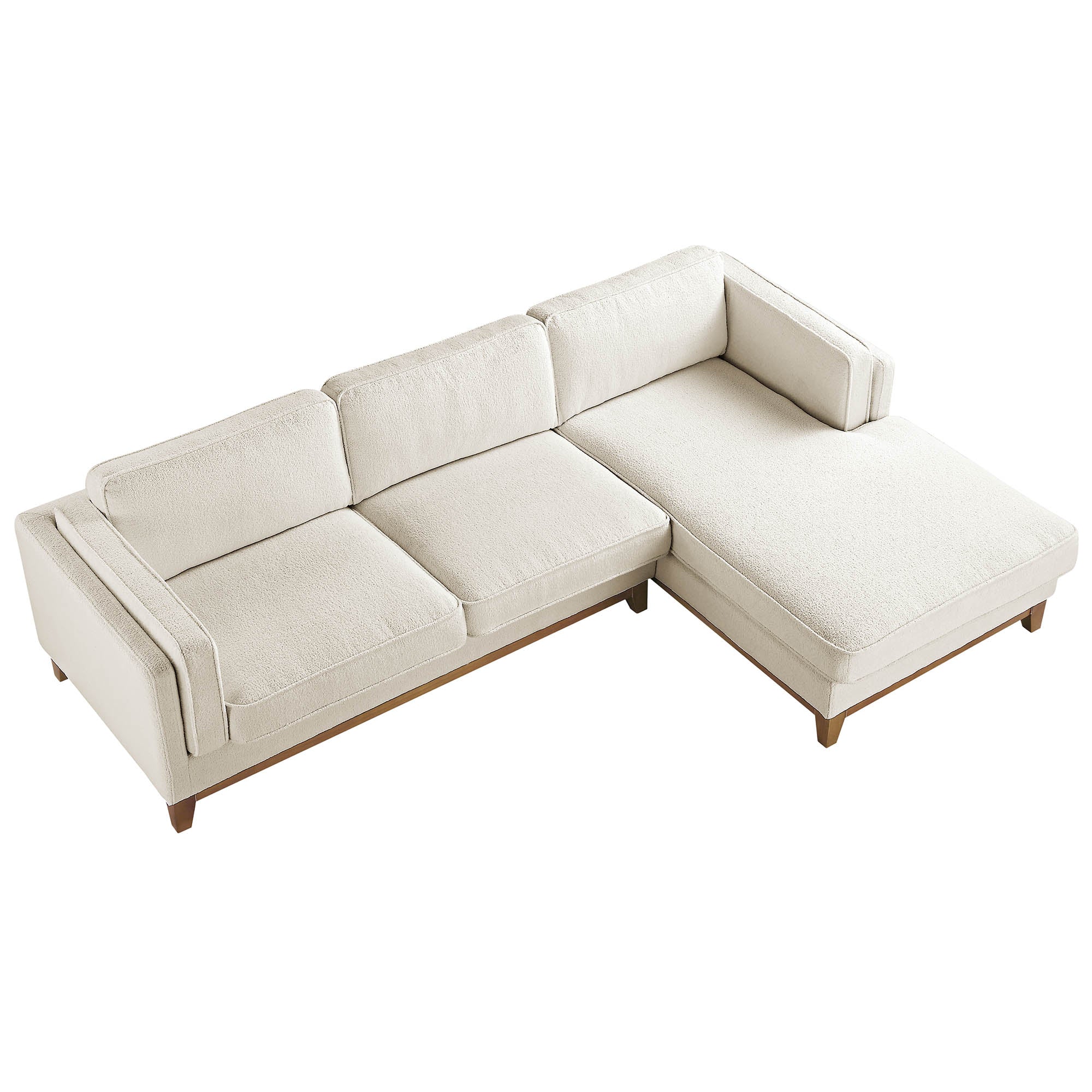 Dipley Beige Boucle Fabric Sofa, Grande Chaise Sofa Right Hand