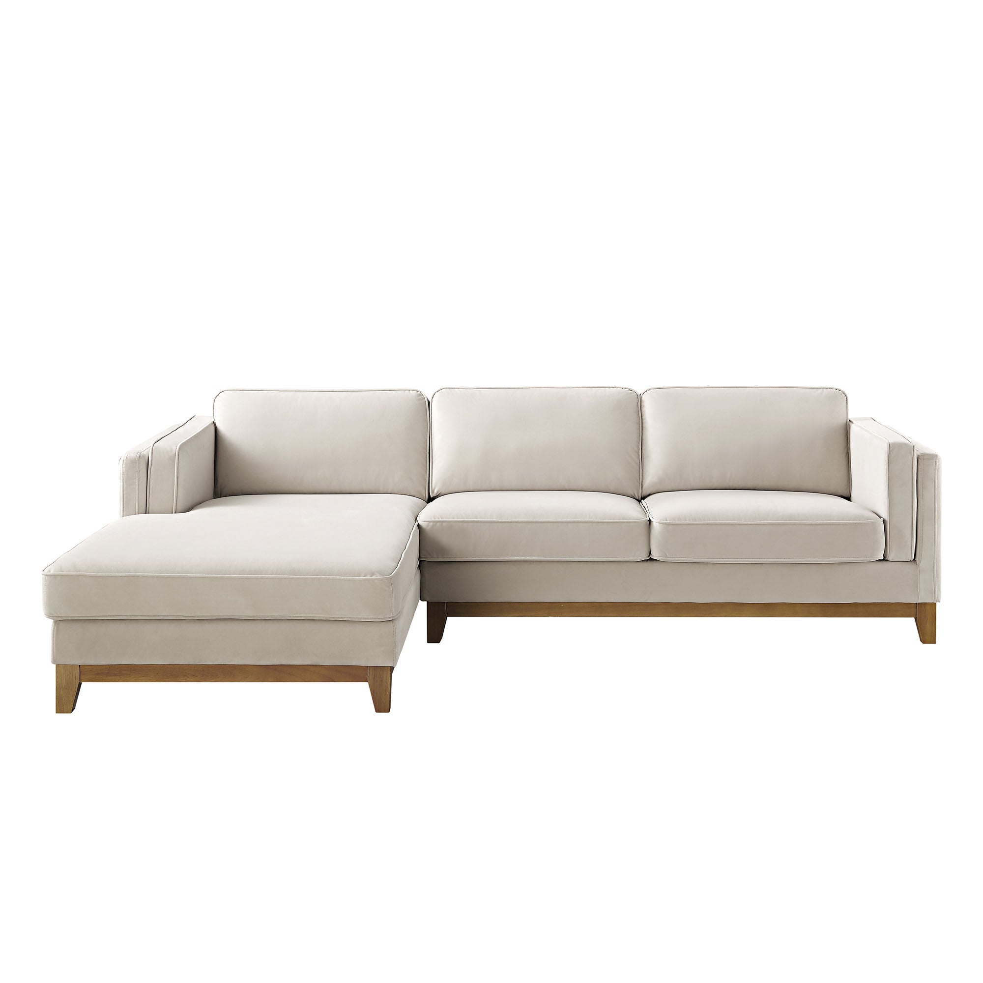 Dipley Champagne Velvet Sofa, Grande Chaise Sofa Left Hand Facing