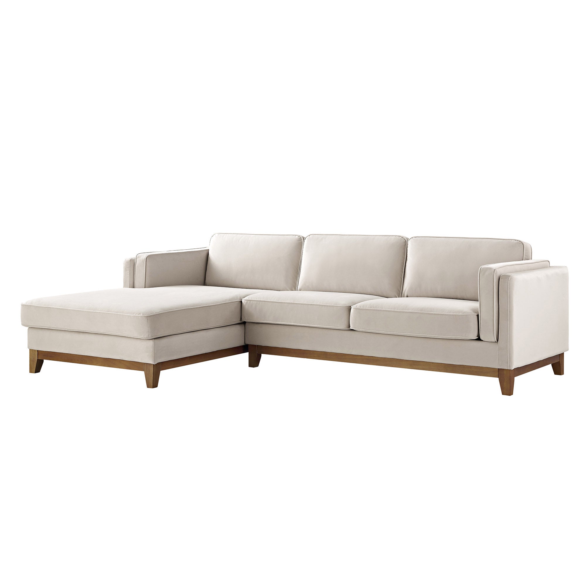 Dipley Champagne Velvet Sofa, Grande Chaise Sofa Left Hand Facing