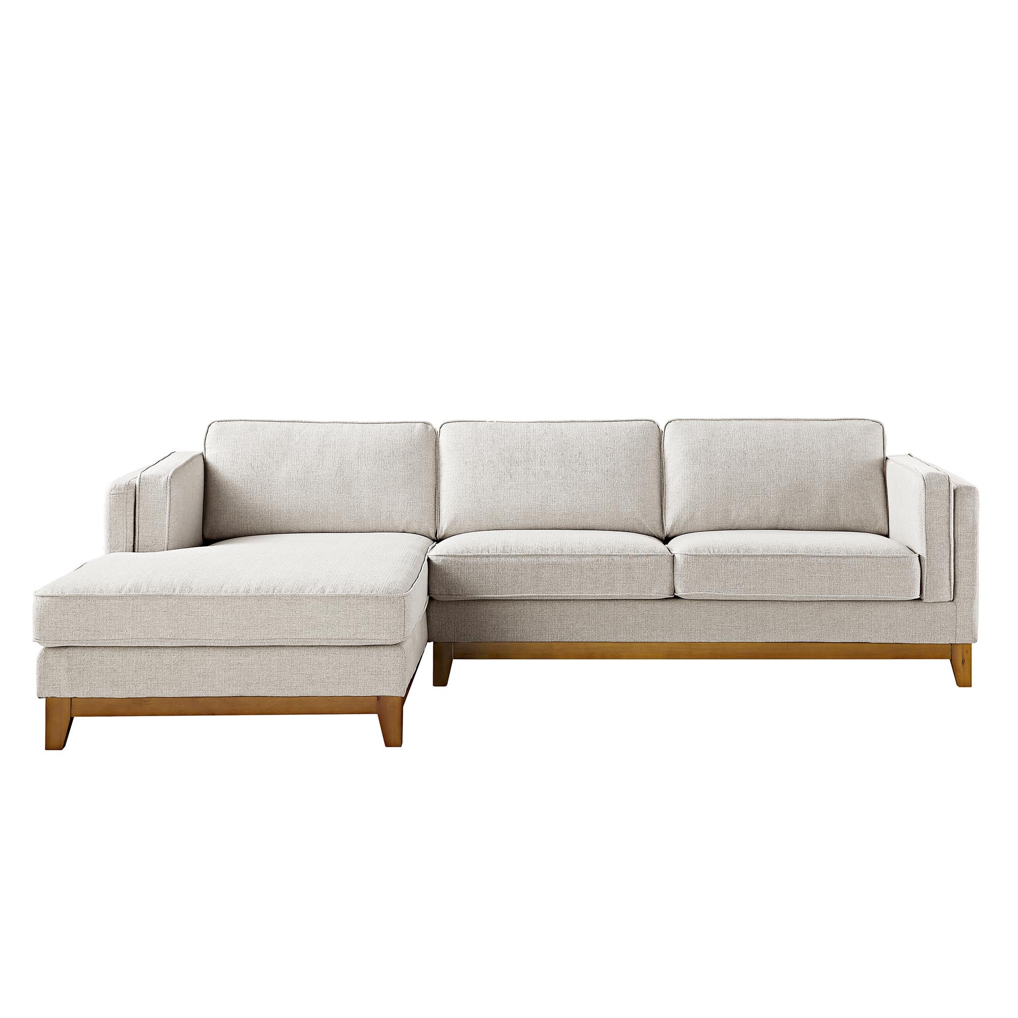 Dipley Oatmeal Woven Fabric Sofa, Grande Chaise Sofa Left Hand Facing