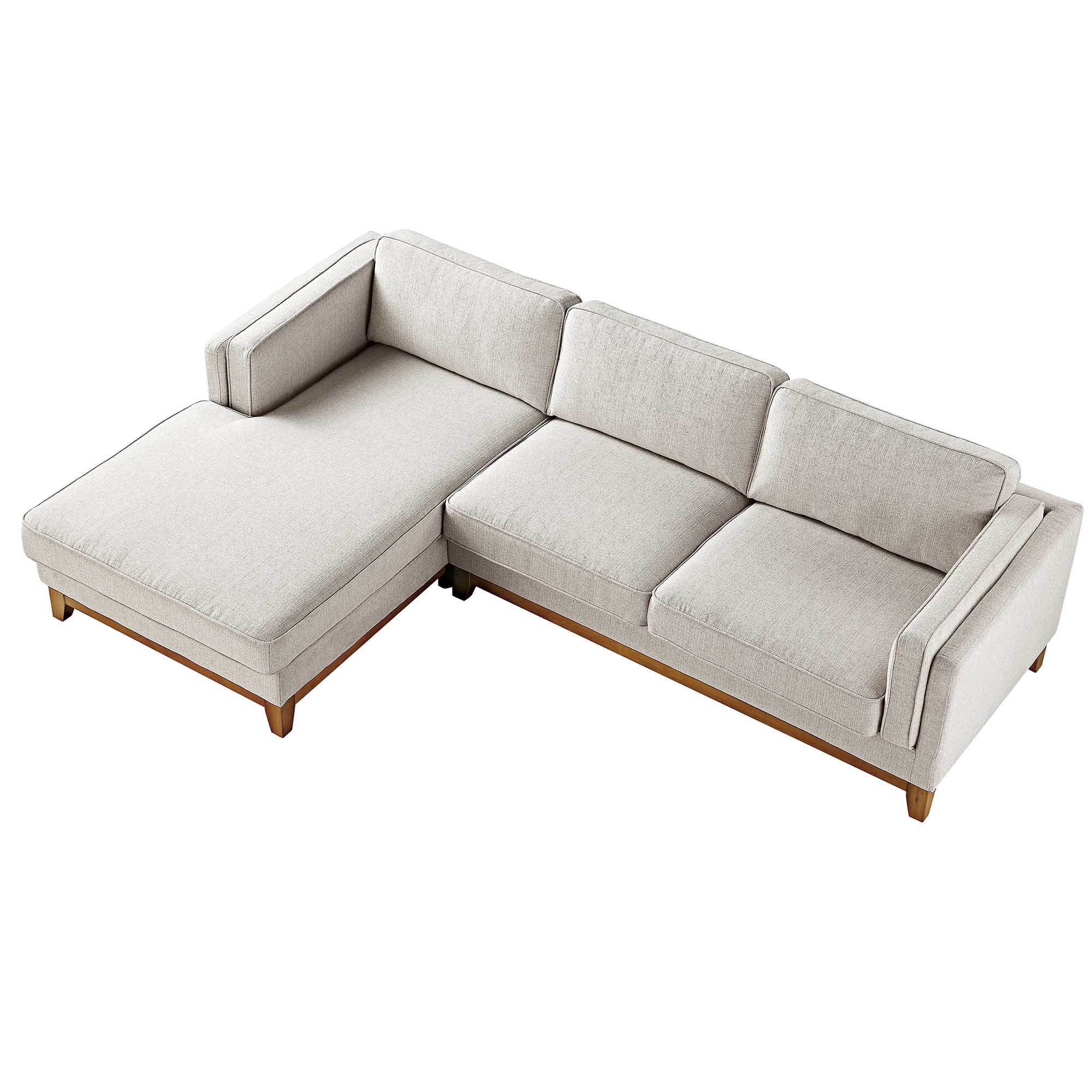 Dipley Oatmeal Woven Fabric Sofa, Grande Chaise Sofa Left Hand Facing