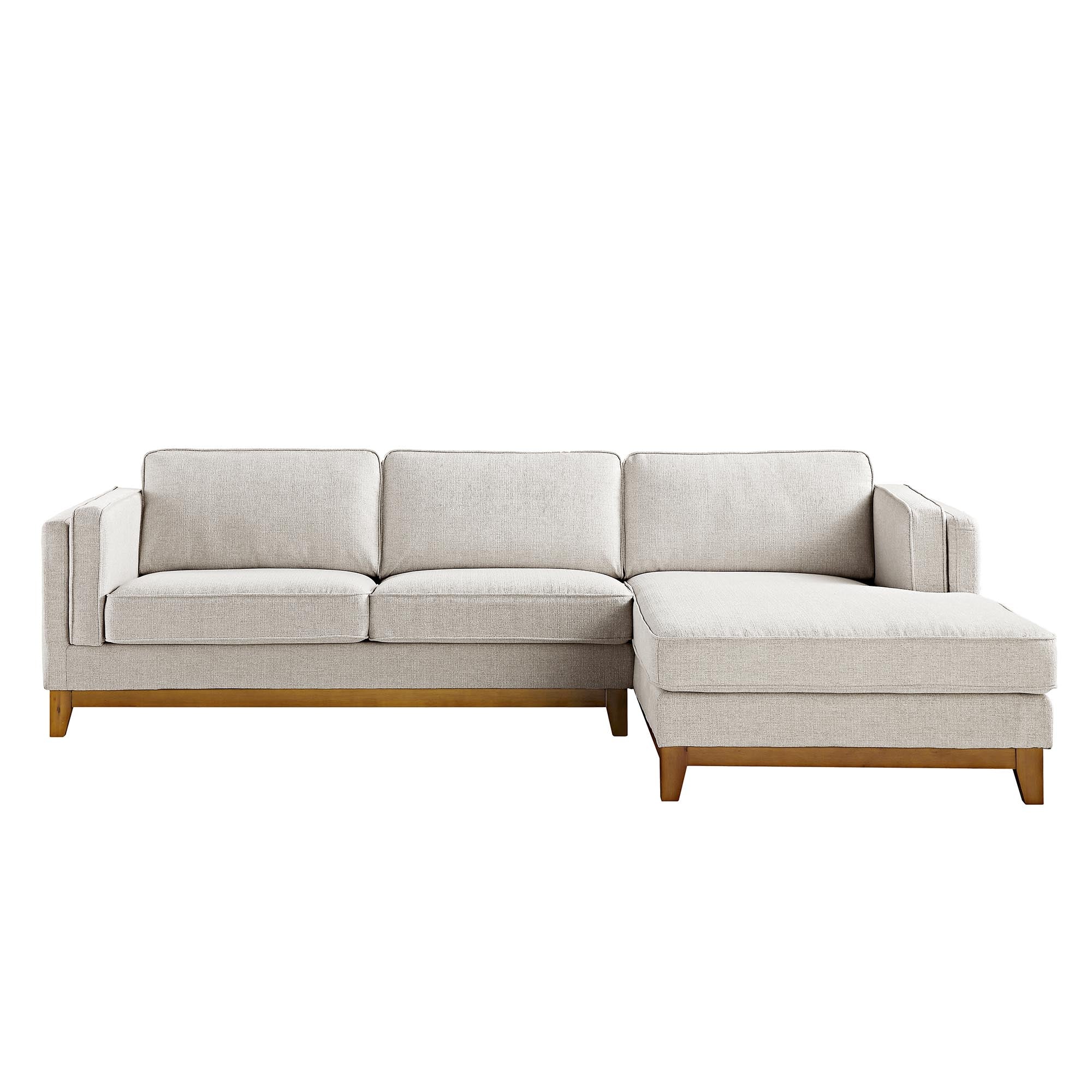 Dipley Oatmeal Woven Fabric Sofa, Grande Chaise Sofa Right Hand Facing