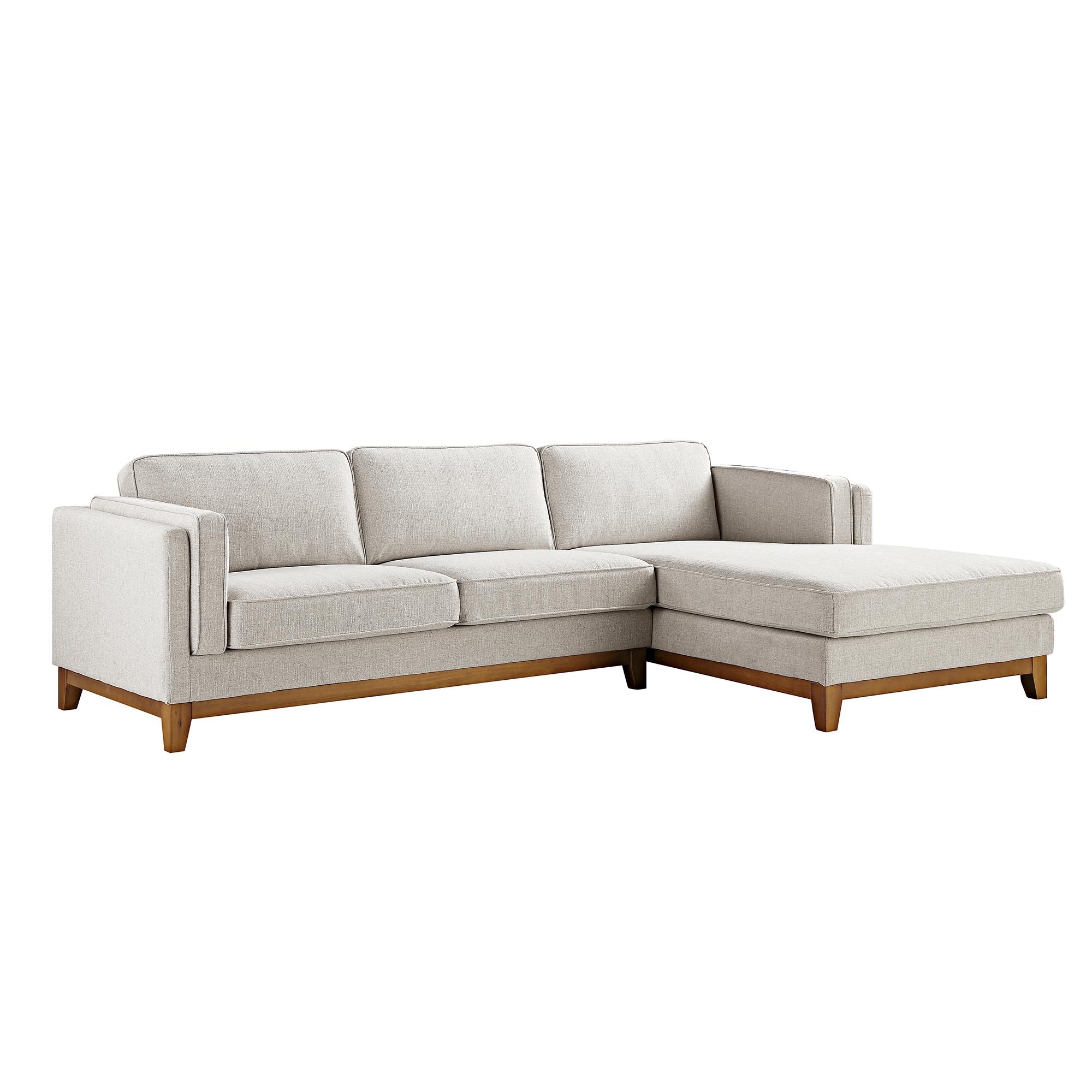 Dipley Oatmeal Woven Fabric Sofa, Grande Chaise Sofa Right Hand Facing