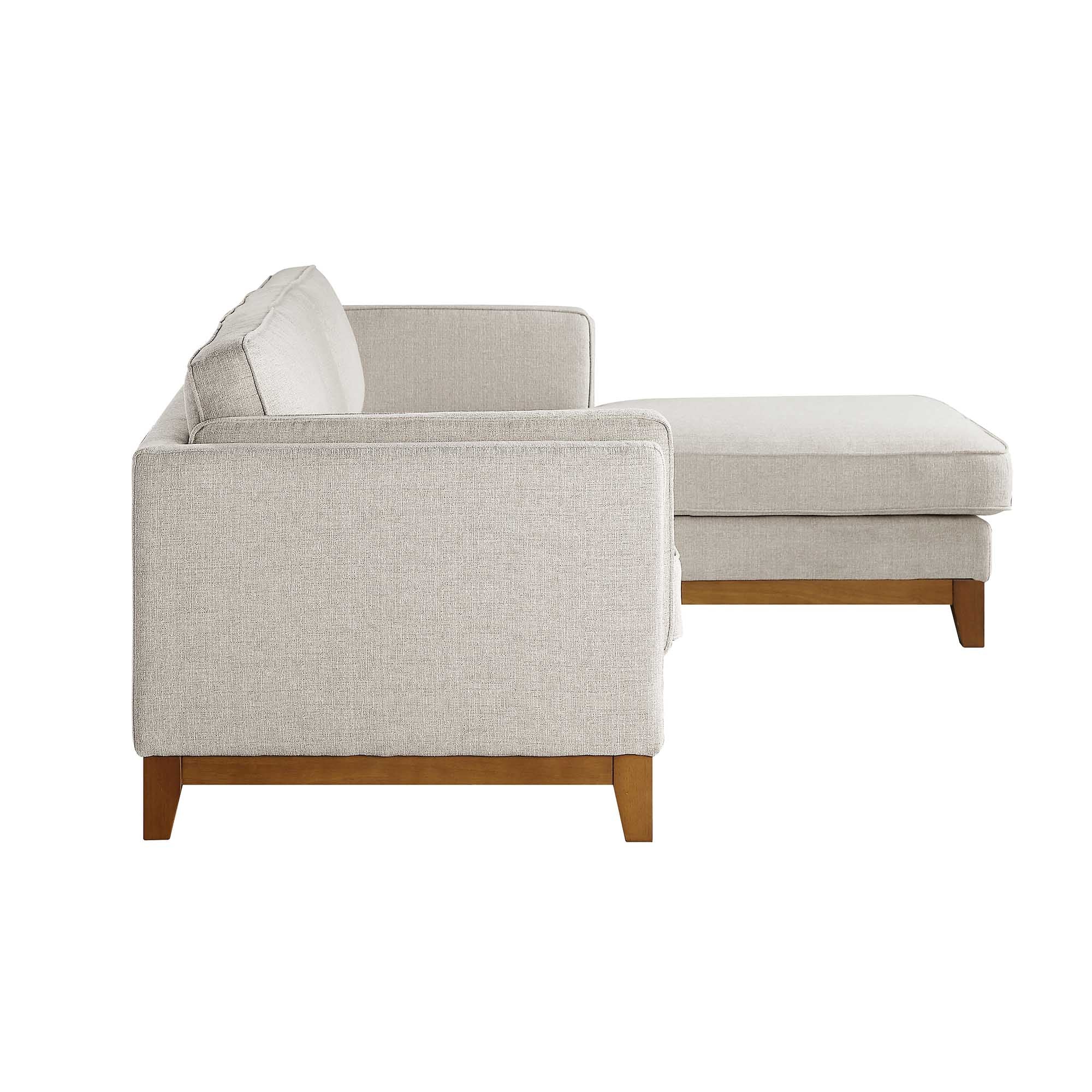 Dipley Oatmeal Woven Fabric Sofa, Grande Chaise Sofa Right Hand Facing