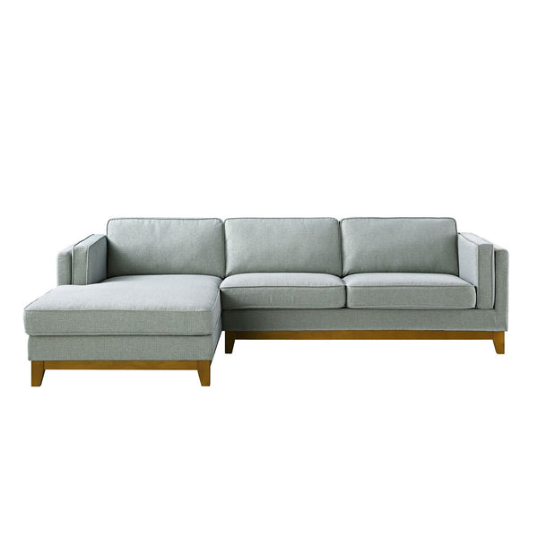 Dipley Sage Woven Fabric Sofa, Grande Chaise Sofa Left Hand Facing