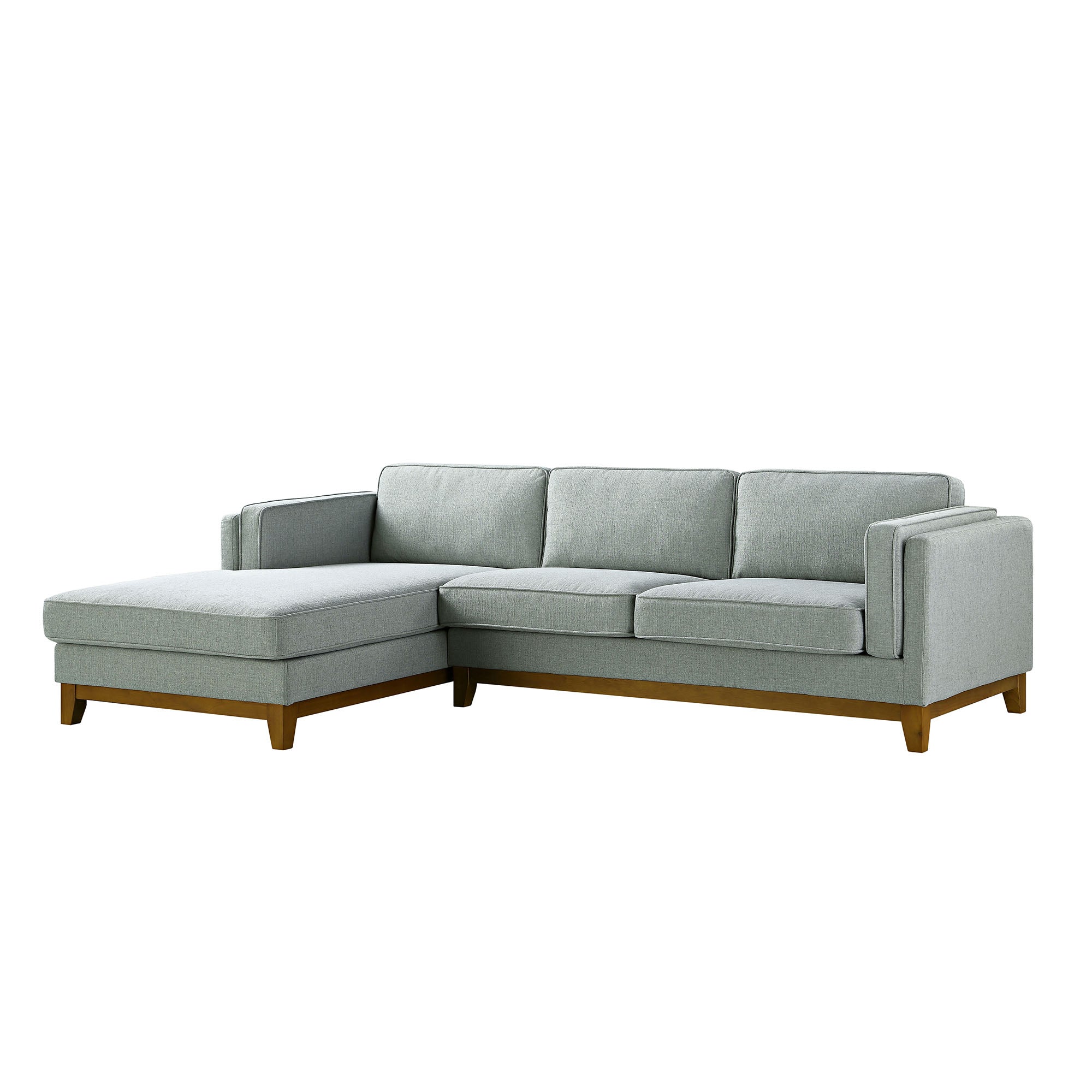 Dipley Sage Woven Fabric Sofa, Grande Chaise Sofa Left Hand