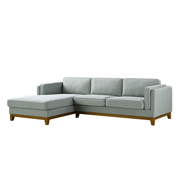 Dipley Sage Woven Fabric Sofa, Grande Chaise Sofa Left Hand Facing