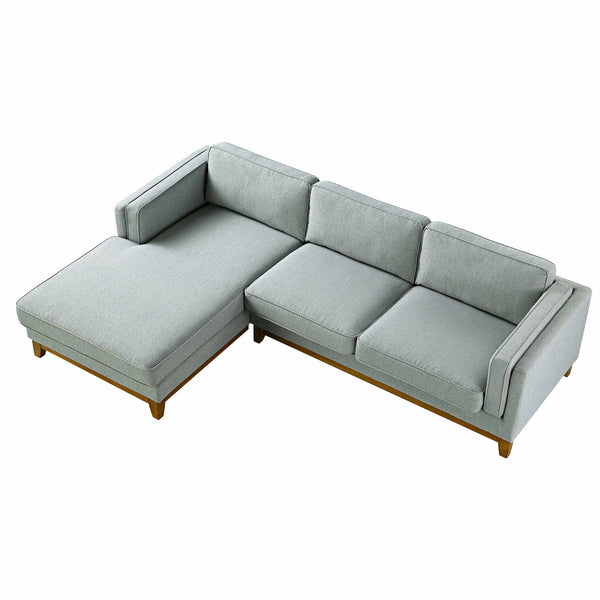 Dipley Sage Woven Fabric Sofa, Grande Chaise Sofa Left Hand