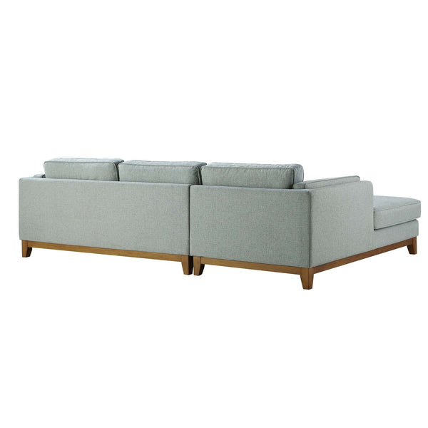 Dipley Sage Woven Fabric Sofa, Grande Chaise Sofa Left Hand