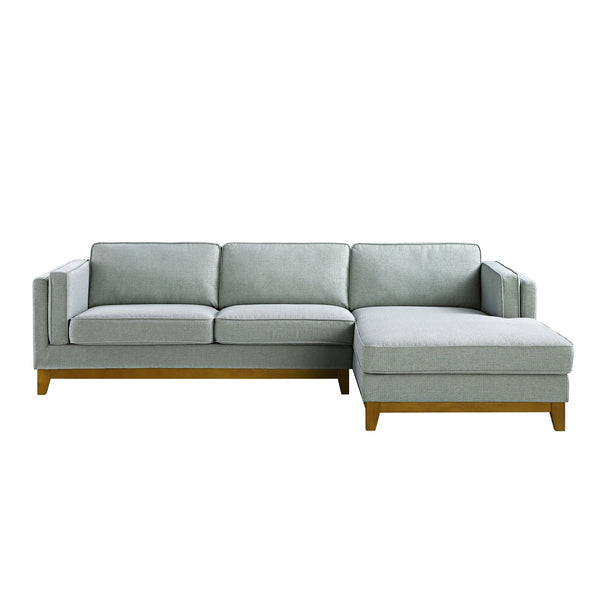 Dipley Sage Woven Fabric Sofa, Grande Chaise Sofa Right Hand Facing