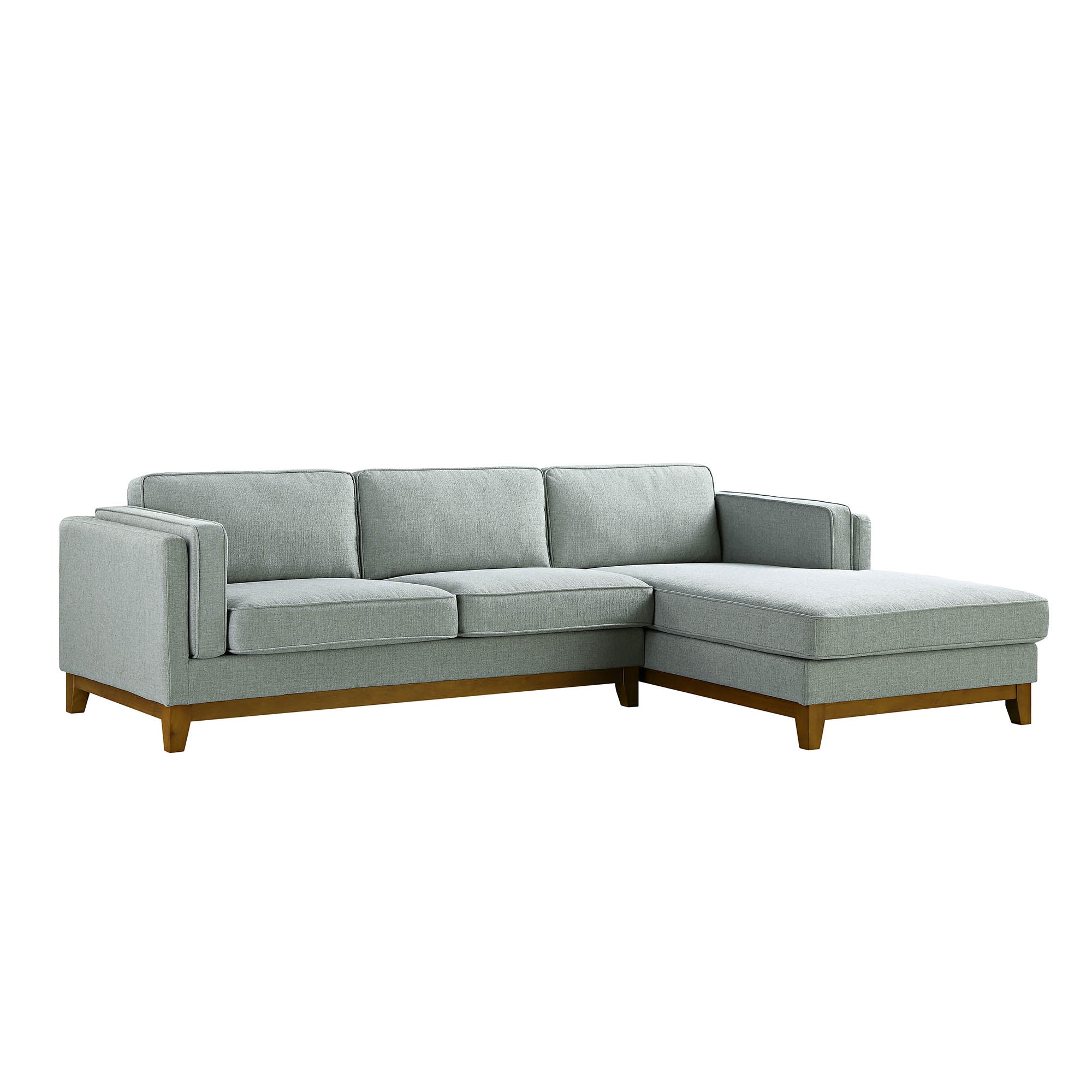 Dipley Sage Woven Fabric Sofa, Grande Chaise Sofa Right Hand