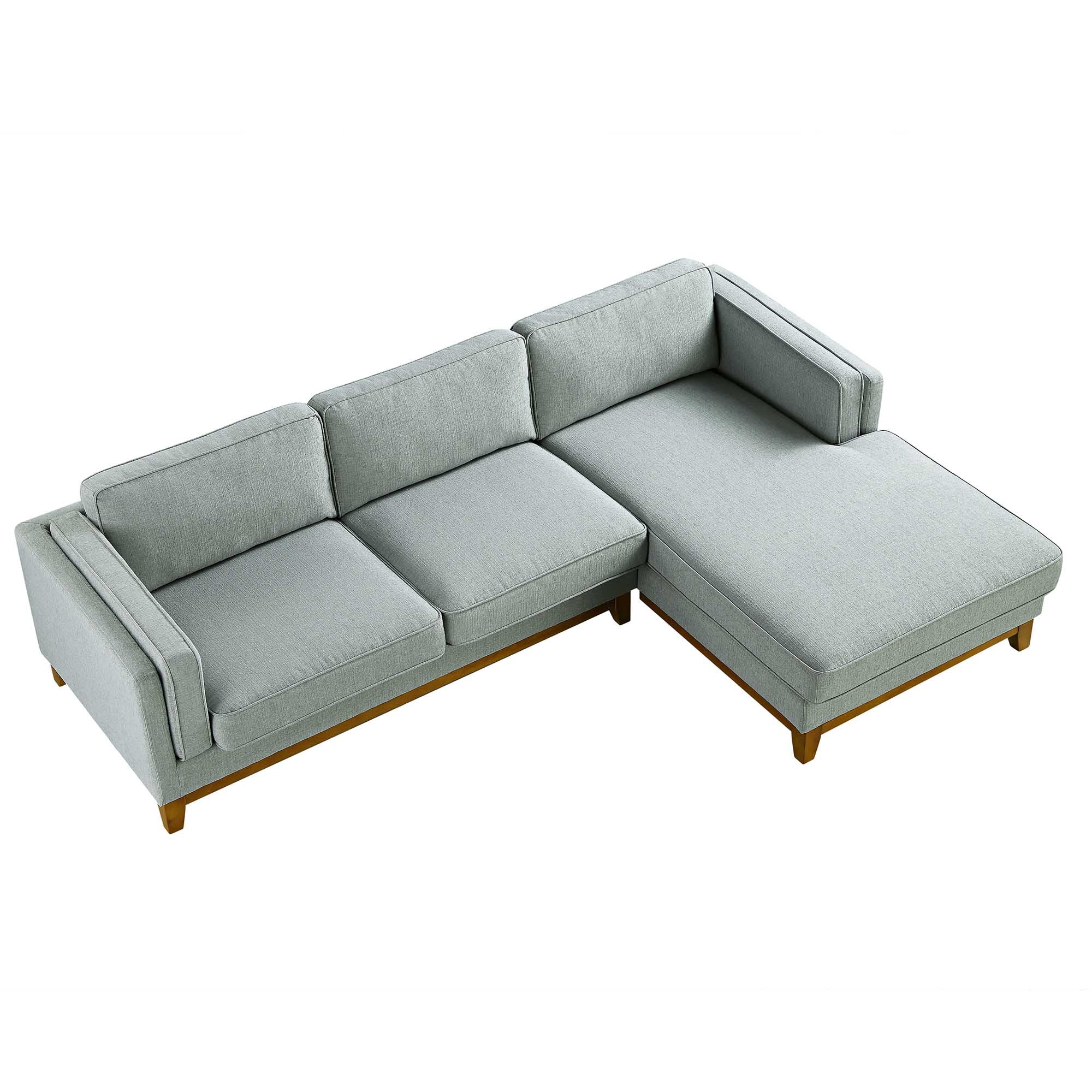 Dipley Sage Woven Fabric Sofa, Grande Chaise Sofa Right Hand Facing