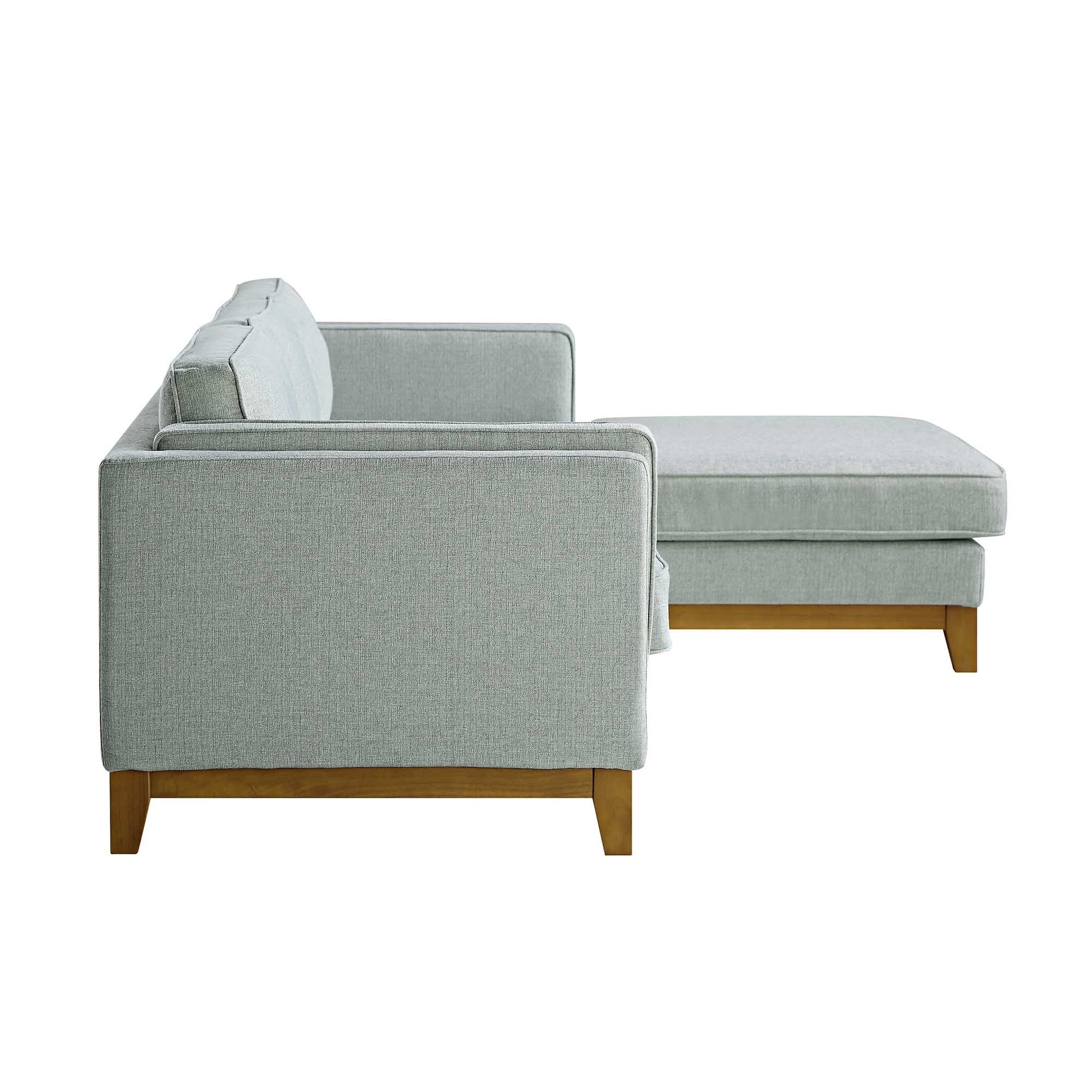 Dipley Sage Woven Fabric Sofa, Grande Chaise Sofa Right Hand Facing