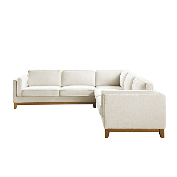 Dipley Beige Boucle Fabric Grande Corner Sofa