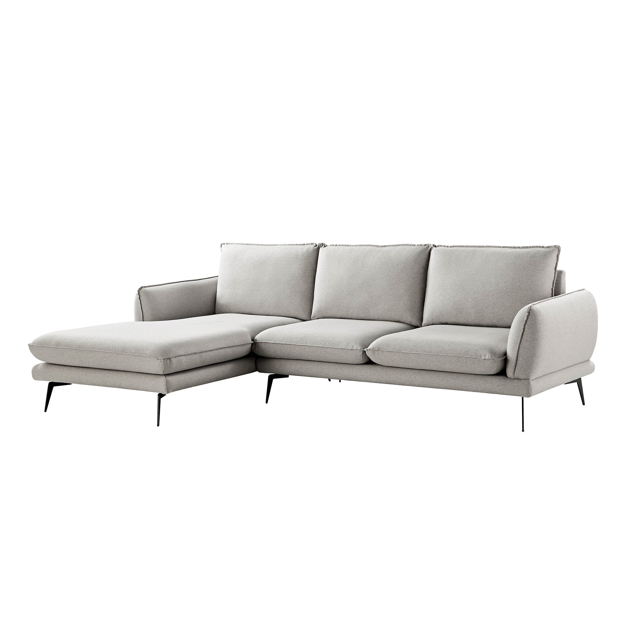 Obriel Grey Marl Fabric Sofa, Grande Chaise Sofa Left Hand