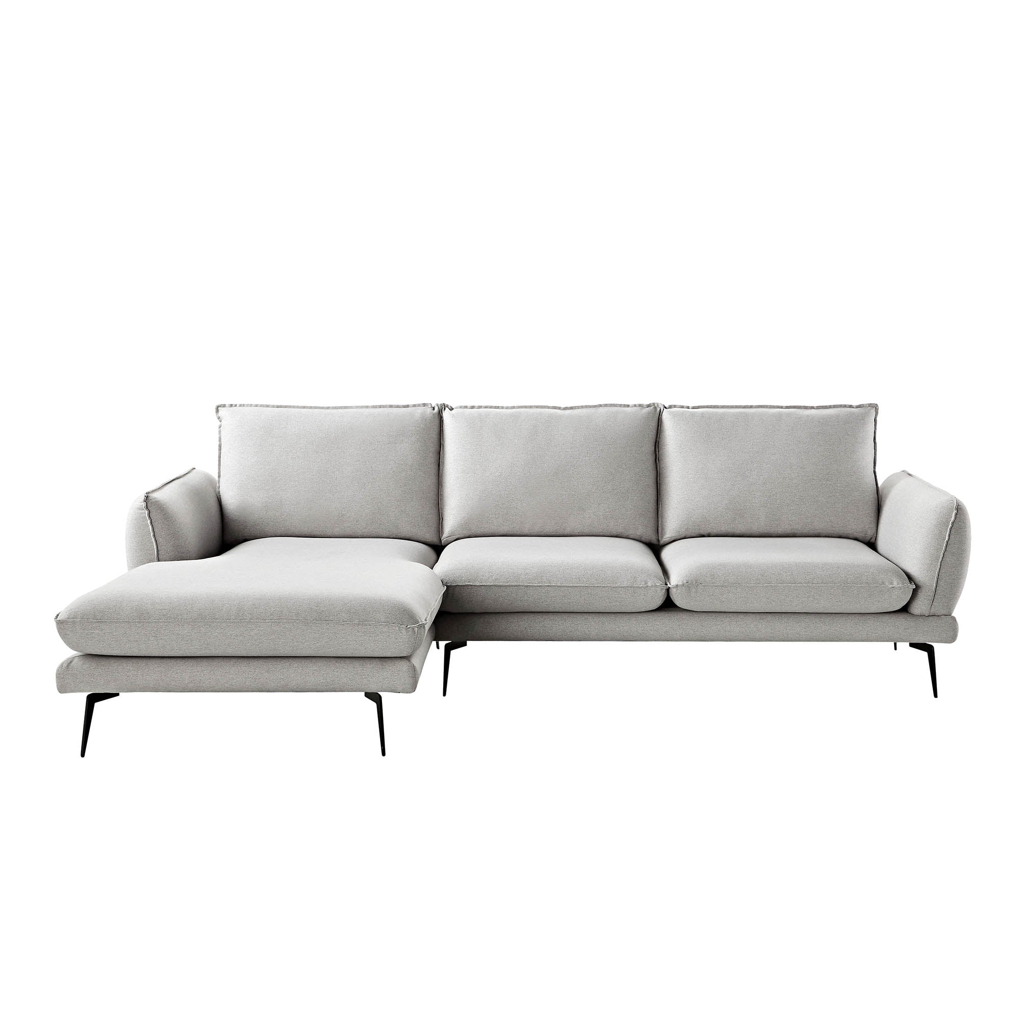 Obriel Grey Marl Fabric Sofa, Grande Chaise Sofa Left Hand