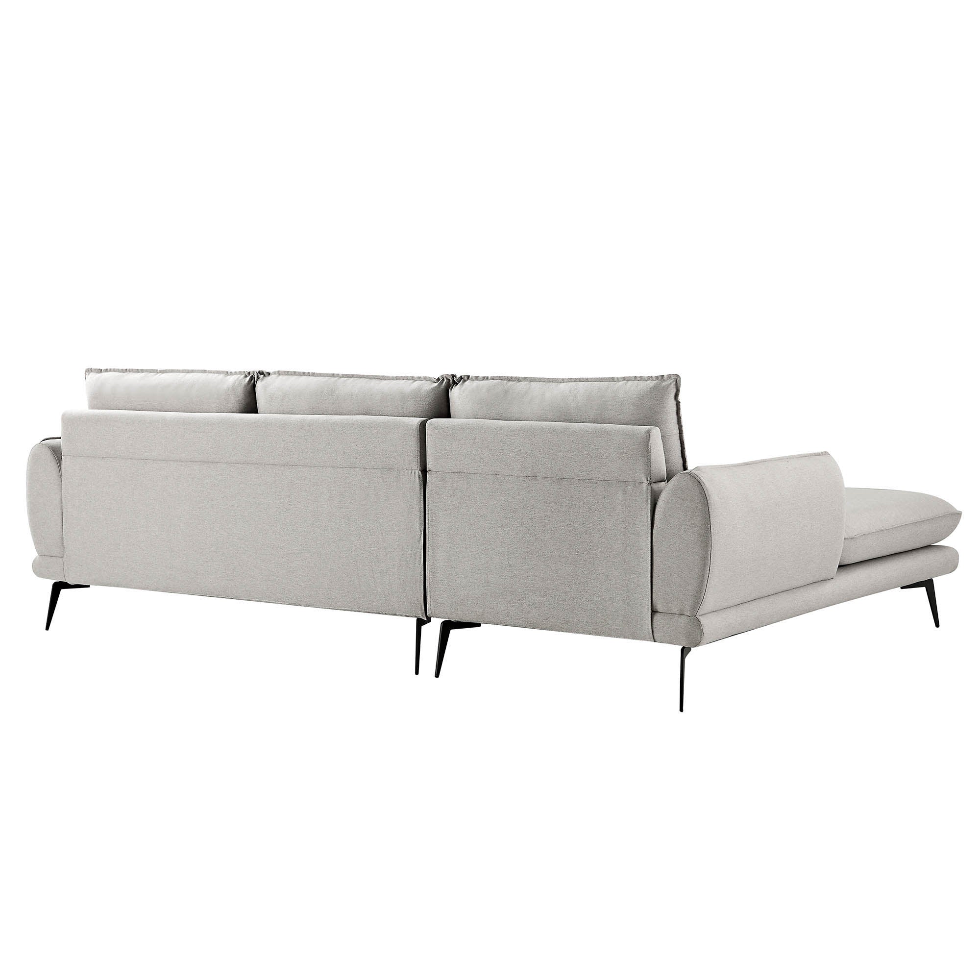 Obriel Grey Marl Fabric Sofa, Grande Chaise Sofa Left Hand