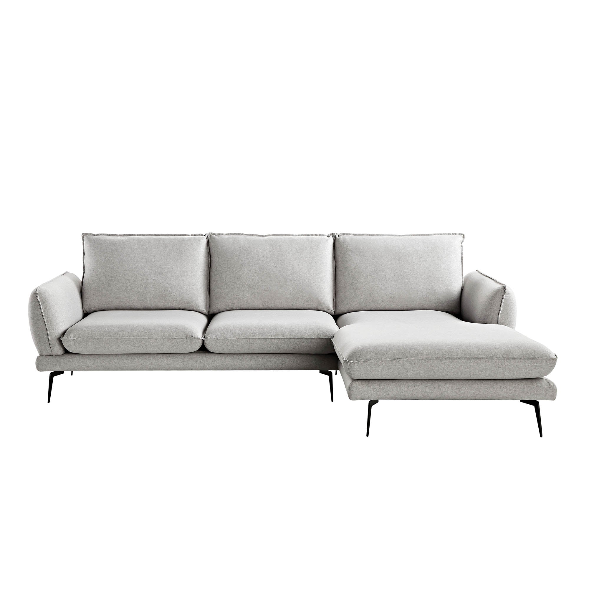 Obriel Grey Marl Fabric Sofa, Grande Chaise Sofa Right Hand